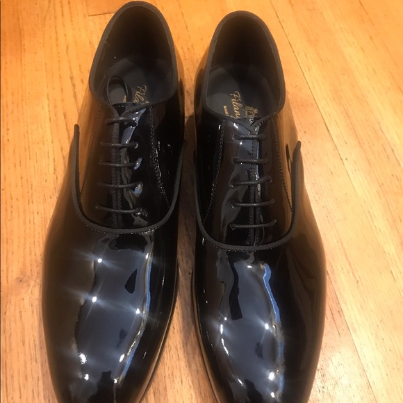 Black patent all leather tuxedo lace up for men main image 4